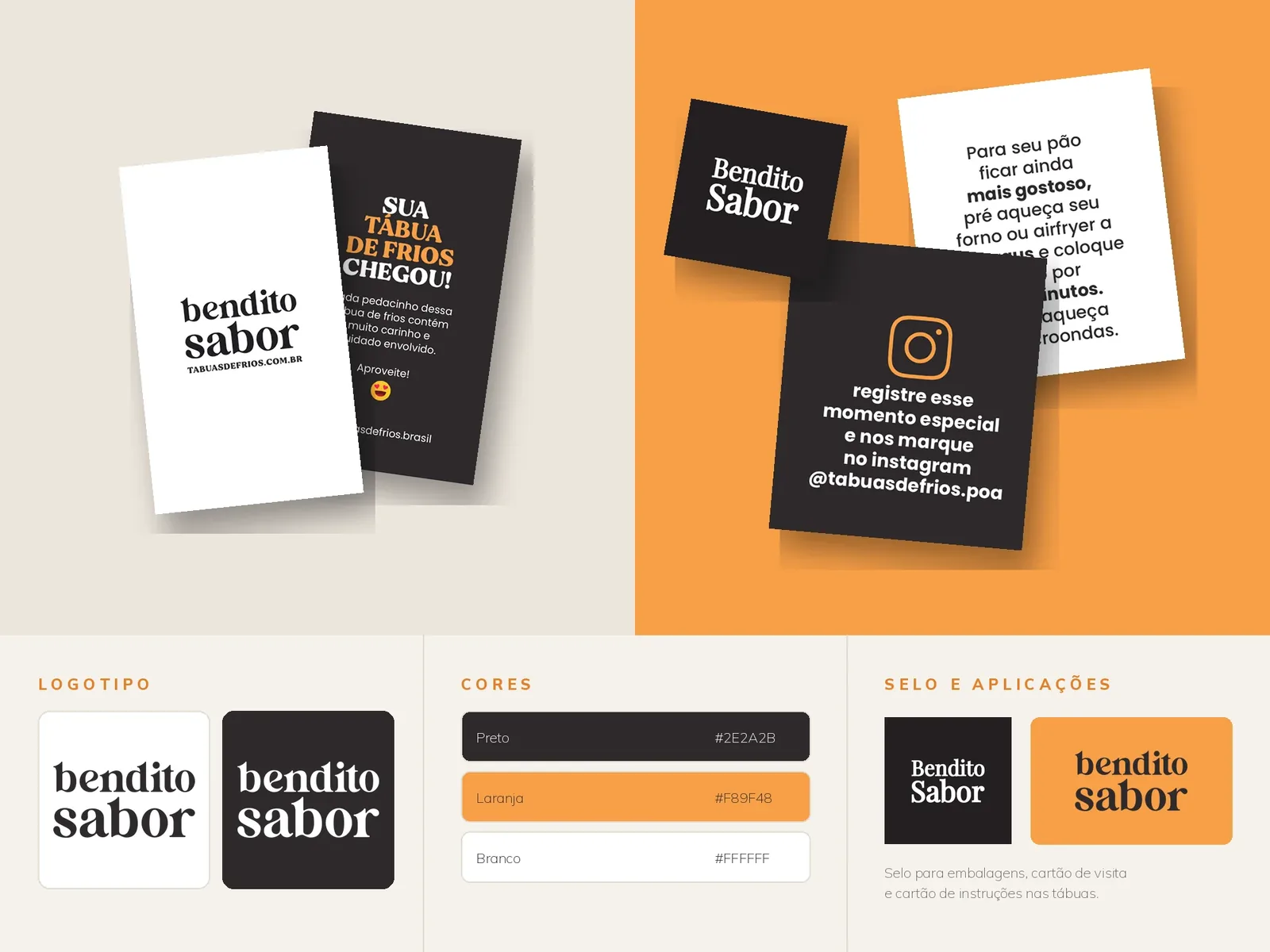 Bendito Sabor: identidade visual com logotipo, cartões, selo e cores