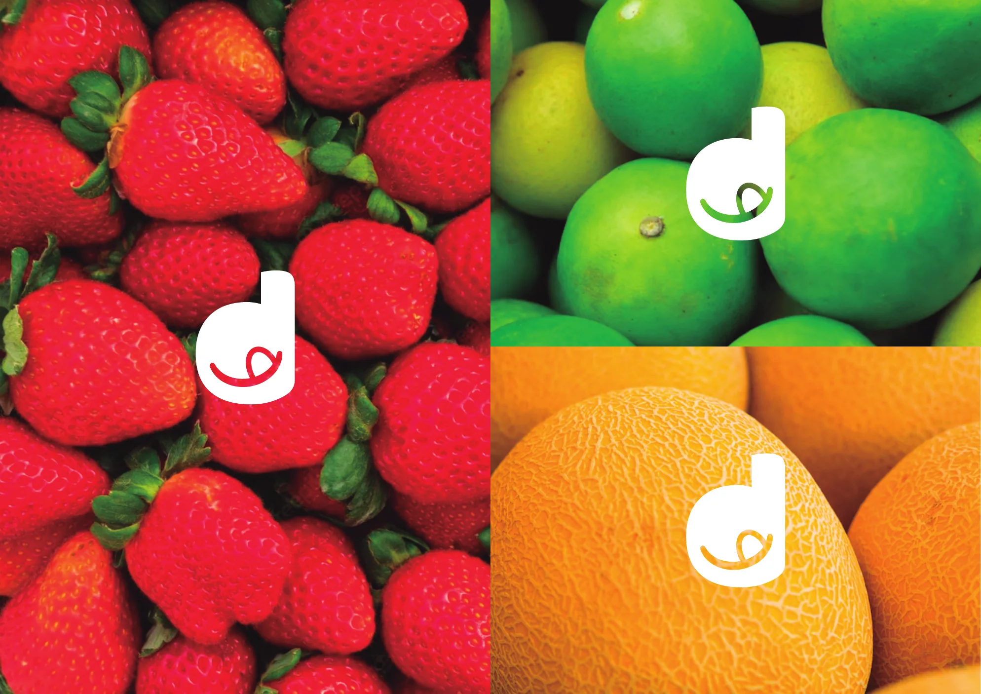 Símbolo do Mercadinho aplicado sobre frutas