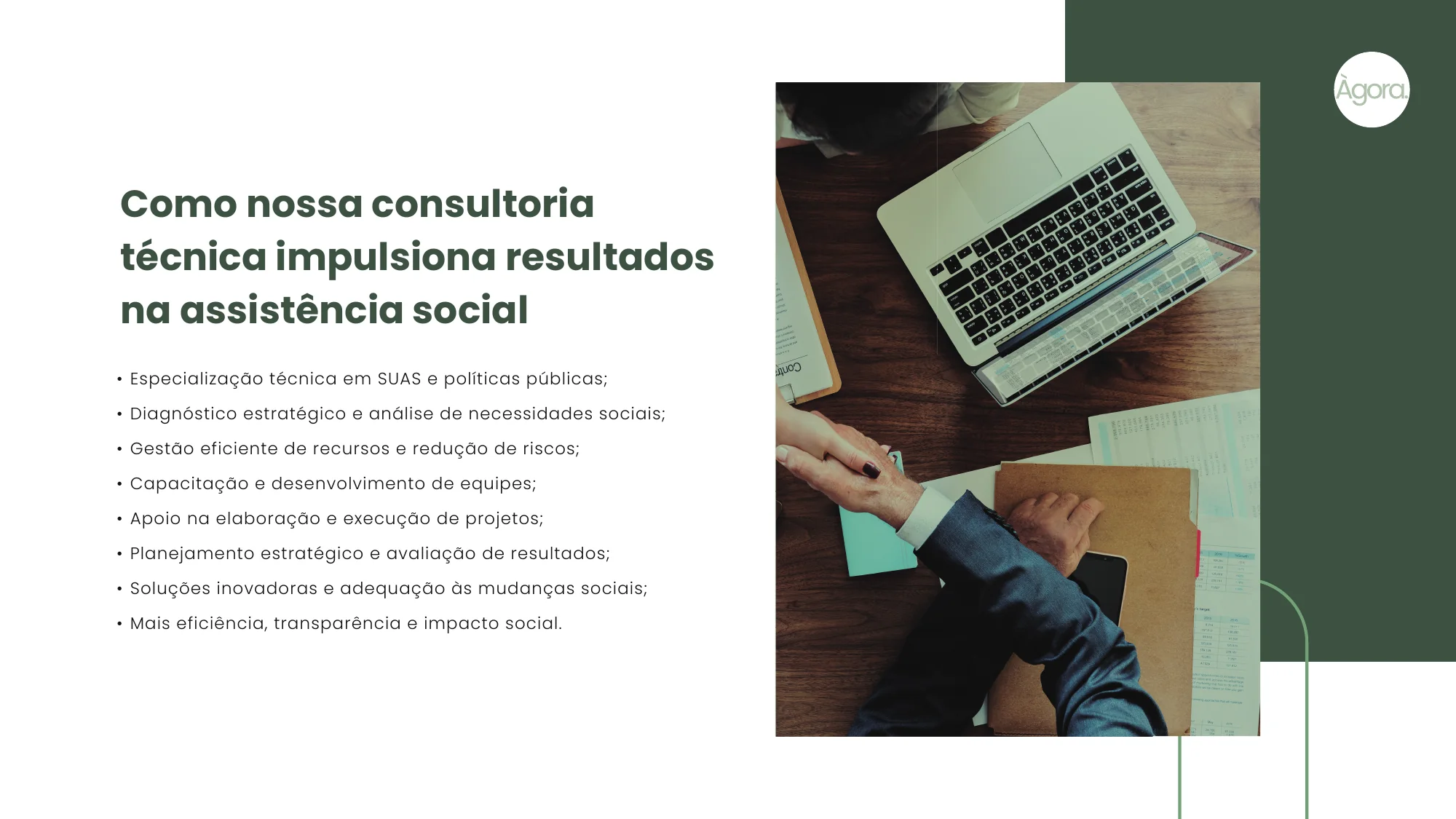 Slide sobre resultados da consultoria Ágora